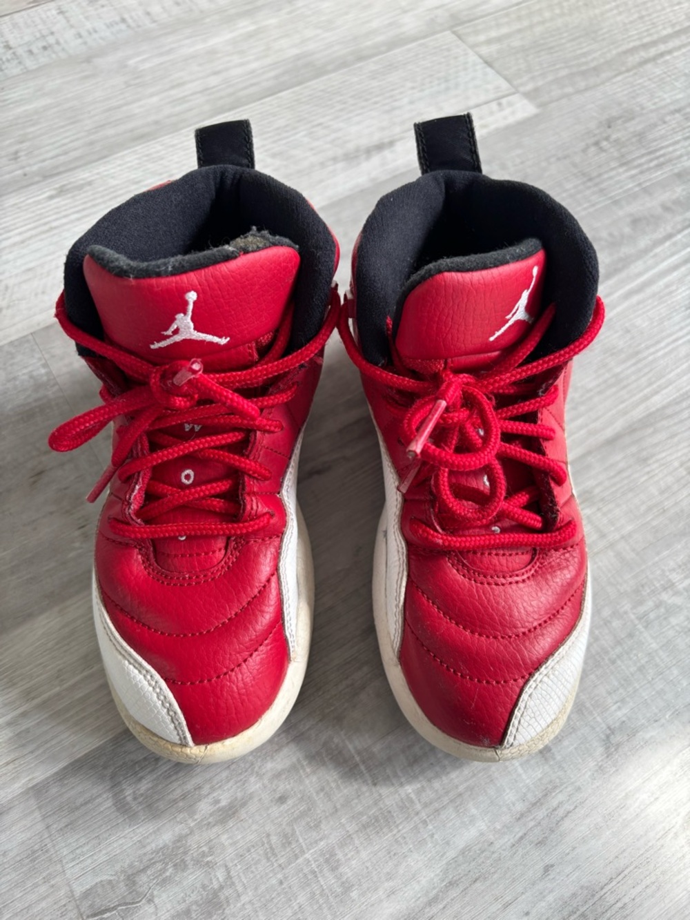 Jordan Kids Red and White High-Top Sneakers